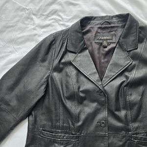 Lane Bryant Black Genuine Leather Blazer Jacket Women’s Plus Size 26 28